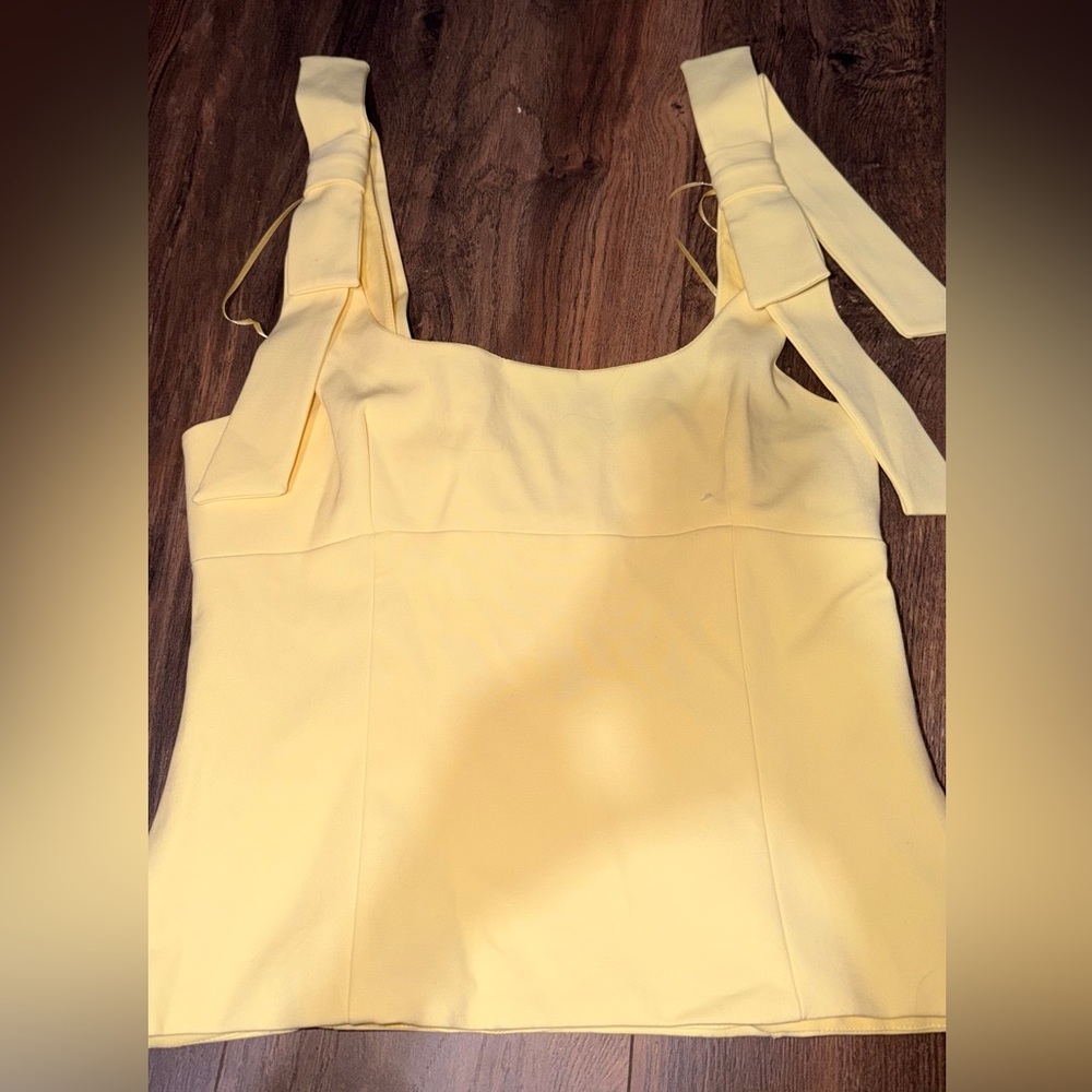 Yellow Sleeveless Dress with Bow Straps